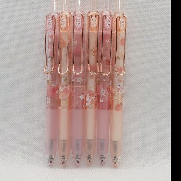 Other - 6 Cute bunny and‎ peaches gel pens.